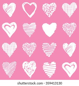 Hand drawn seamless pattern for Valentine's day. Vector illustration.