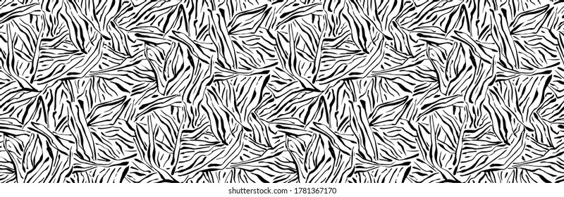 Hand drawn seamless pattern. Vector organic texture, endless background painted by ink. Black and white abstract grunge sketch.