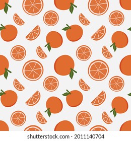Hand drawn seamless pattern vector about orange citrus fruit. Orange fruit background for fabric textile pattern, wallpaper, backdrop, wrapping paper, etc.