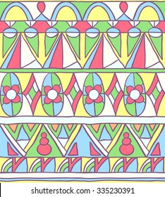 Hand drawn seamless pattern. Vector tribal ethnic colorful design.