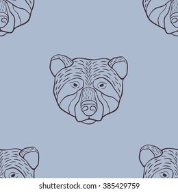 Hand drawn seamless pattern with vector bears