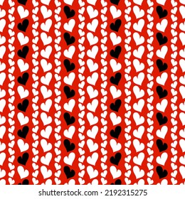 Hand drawn seamless  pattern vector.Colored with red and black and designed for decorating , clothing,fabric. Valentin’s dayheart illustrations texture background. 