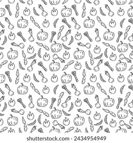 Hand Drawn Seamless Pattern Vegetable