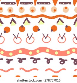  Hand drawn seamless pattern in vintage colors to use in design textiles, wallpaper, interior decoration, wrapping paper, greeting cards etc