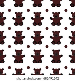 Hand drawn seamless pattern with watercolor bear.