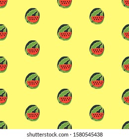 Hand drawn seamless pattern with watermelon. Vector illustration. EPS 10