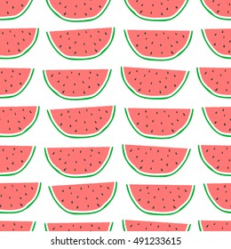 Hand drawn seamless pattern of watermelon