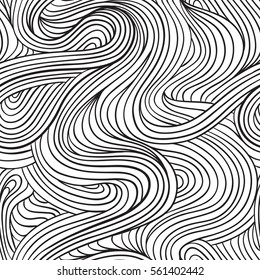 hand drawn seamless pattern. wavy stripes vector background