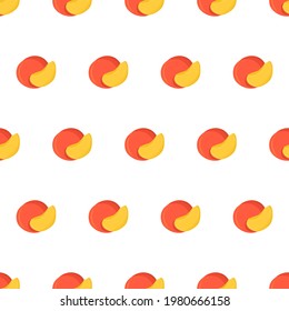Hand drawn seamless pattern with whole and sliced nectarine for background design. Vector isolated illustration.