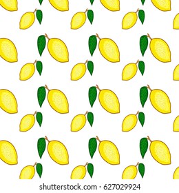Hand drawn seamless pattern with yellow fruits.
