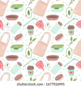 Hand drawn Seamless pattern with zero waste elements