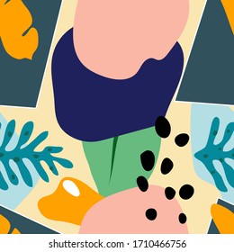 Hand drawn seamless patterns. Abstract contemporary seamless pattern. Flat cartoon vector illustration.