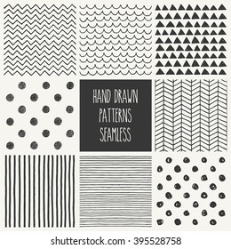 hand drawn seamless patterns collection. vector illustration