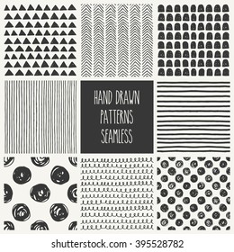 hand drawn seamless patterns collection. vector illustration