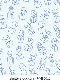 Hand Drawn Seamless People Icons       changeable background   vector eps10
