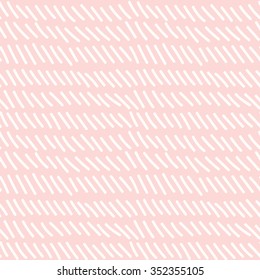 Hand drawn seamless pink dashed line texture, vector illustration