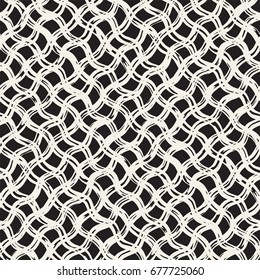 Hand drawn seamless plaid pattern. Allover pattern with ink doodle grunge grid. Graphic background with freehand line tartan.