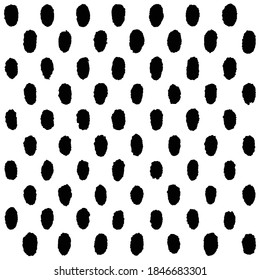 Hand Drawn Seamless Polka Dot Diagonal Big Spots Polka Dots Stains Elegant Natural Pattern Background Luxury Cartoon Vector Handmade Dotted Spotted Black and White
