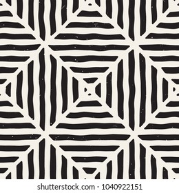Hand drawn seamless repeating pattern with lines tiling. Grungy freehand ink brush background texture.