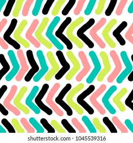 Hand drawn seamless repeating pattern with abstract shapes brush strokes