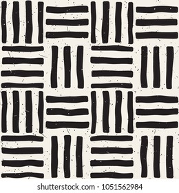 Hand drawn seamless repeating pattern with lines tiling. Grungy freehand ink brush background texture.