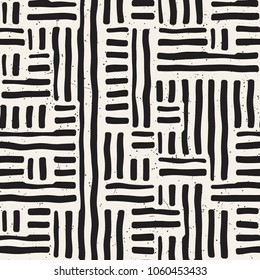 Hand drawn seamless repeating pattern with lines tiling. Grungy freehand ink brush background texture.