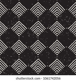 Hand drawn seamless repeating pattern with checker lines tiling. Grungy freehand ink brush background texture.