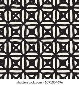 Hand drawn seamless repeating pattern with lines tiling. Grungy freehand ink brush background texture.