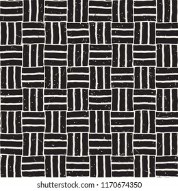 Hand drawn seamless repeating pattern with lines tiling. Grungy freehand ink brush background texture.