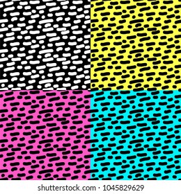 Hand drawn seamless repeating patterns with abstract shapes brush strokes