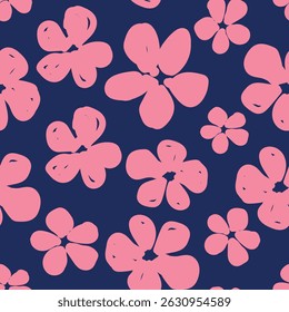 Dibujado a mano sin fisuras patrón de flores simple en Vector de moda de la impresión del estilo de los niños