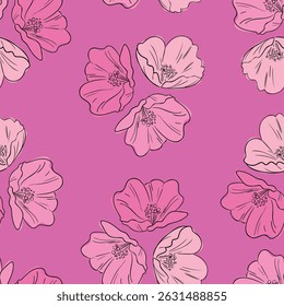 Hand Drawn Seamless Simple Flower Pattern Trendy Print Vector