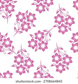 Hand Drawn Seamless Simple Flower Pattern Trendy Print Vector
