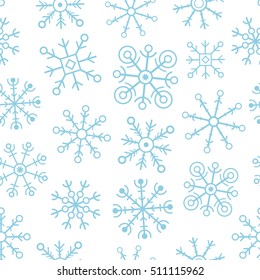 Hand drawn seamless snowflake geometry pattern. background vector illustration