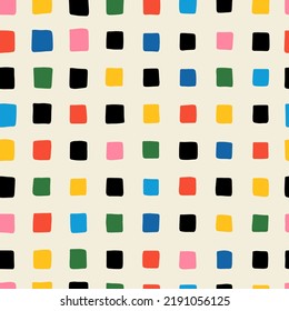 Patrón de cuadrados sin costura dibujado a mano. Hipster spauda. Diseño gráfico moderno.
