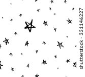 Hand drawn seamless star pattern with ink doodles. Vector background
