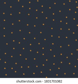 Hand drawn seamless star pattern on a dark blue background. Perfect for kids textile or manufacturing, wallpapers, print, gift wrap and scrapbooking.