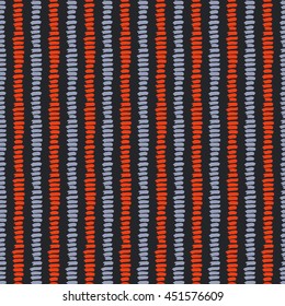 Hand drawn seamless strip line pattern. Dry brush and rough edges ink doodle illustration. Abstract vector background