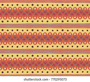 Hand drawn seamless stylish texture with hearth, circles and lines.For wallpaper, surface, web design, textile, decor