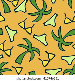 Hand drawn seamless summer pattern. Vector illustration.