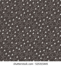 Hand drawn seamless texture of cute cartoon five-pointed stars, vector illustration