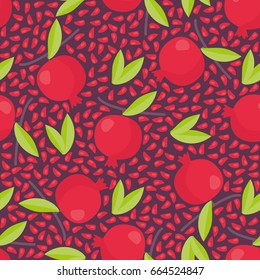 Hand drawn seamless texture with floral elements and garnets.
