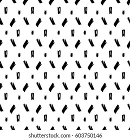 Hand drawn seamless texture with ink elements, hearts. Endless vector pattern. Template design for textile, backgrounds, packages, wrapping paper, fabric, wallpaper.