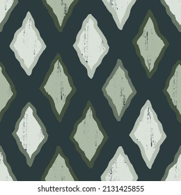 Hand drawn seamless textured pattern with rhombus and diamonds for backgrounds, fabrics and wrapping paper, vector illustration