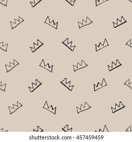 hand drawn seamless tiny crowns vector pattern