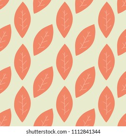 hand drawn seamless tree leaf red pattern on light background