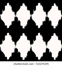 Hand drawn seamless tribal pattern in black and cream. Modern textile, wall art, wrapping paper, wallpaper design.