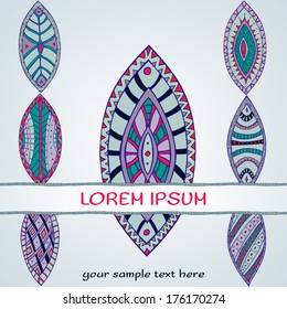 Hand drawn seamless vector abstract ethnic ornamental foliage.