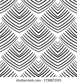 Hand drawn seamless vector bohemian pattern in black and white