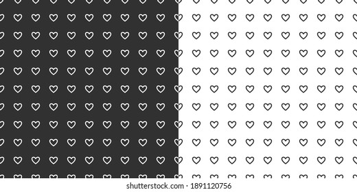 Hand drawn seamless vector hearts pattern. Monochromatic hand illustrated Valentine's Day hearts on a white background.